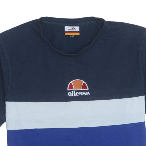 Ellesse Men's Navy Blue Colourblock Crew Neck T-Shirt XS
