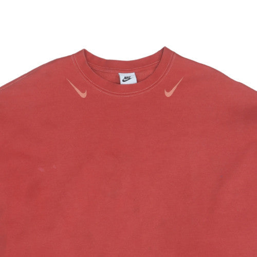 Nike Men's Red Pullover Sweatshirt L Relaxed Fit Fleece Logo Crew Neck