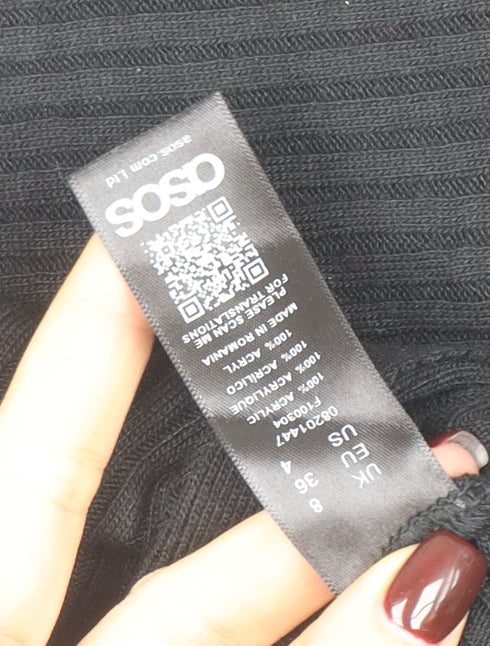 ASOS Women’s Black High Neck Acrylic Pullover Jumper Size 8