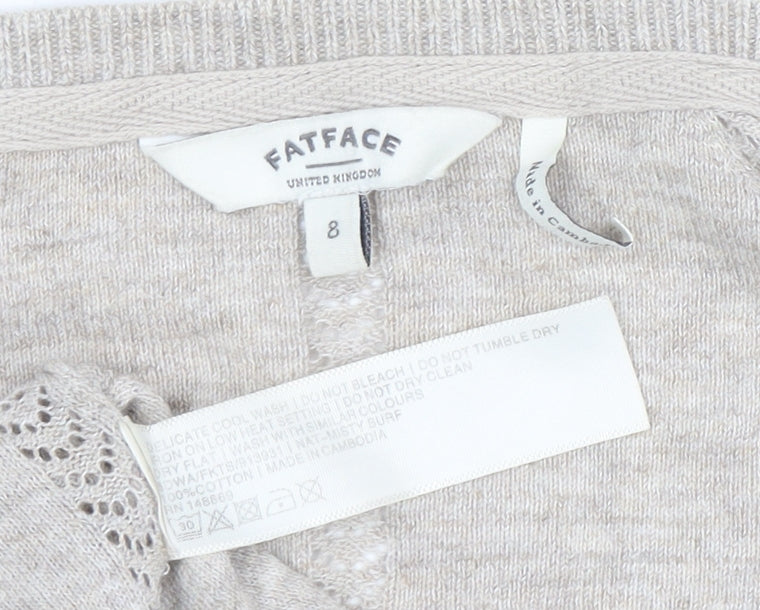 FatFace Women Beige Wrap Knit Cardigan Jumper Size 8