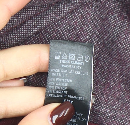 Marks and Spencer Women Grey Check Coatigan Size 14 Collared Mid-Length