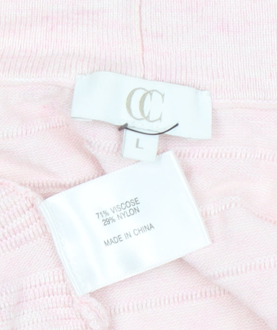 Country Casuals Women Pink Knit Cardigan L Lightweight Open Front