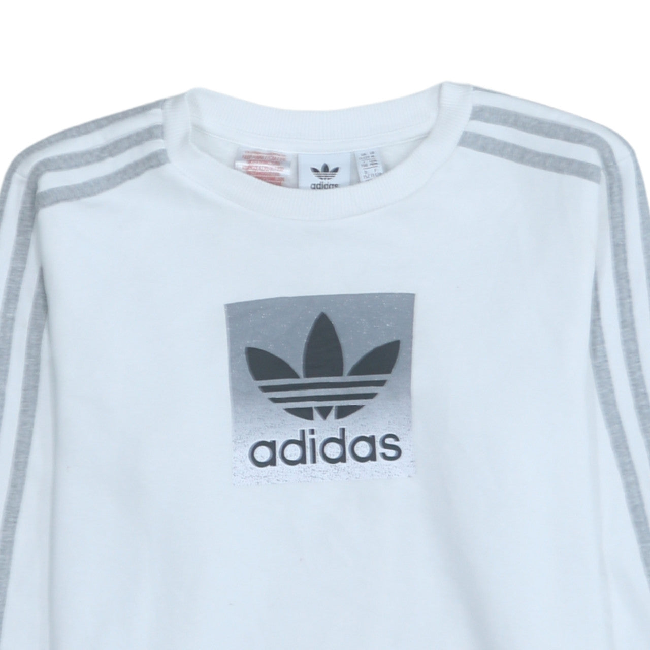 Adidas Boys White Long Sleeve Pullover Sweatshirt Size 11-12 Years