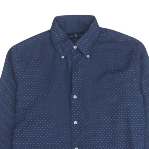 Ralph Lauren Men's Blue Geometric Button-Up Long Sleeve Shirt Size M