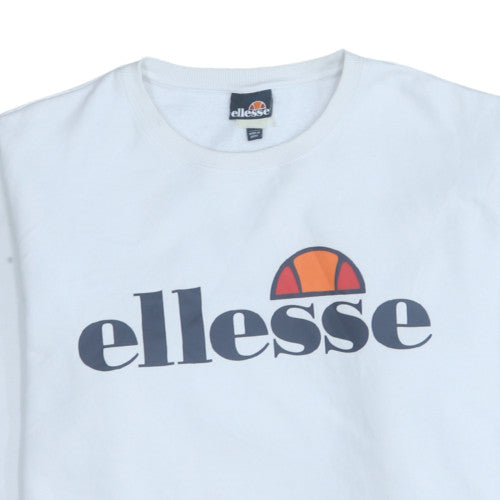 Ellesse Womens White Cotton Blend Crew Neck Sweatshirt Size M