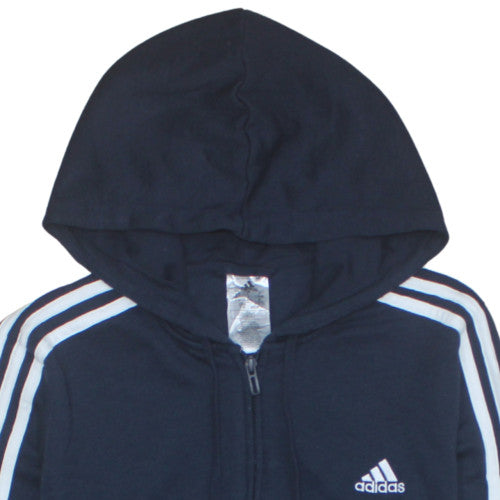 Adidas Women Navy Blue Full Zip Hoodie L 16-18 Cotton Blend