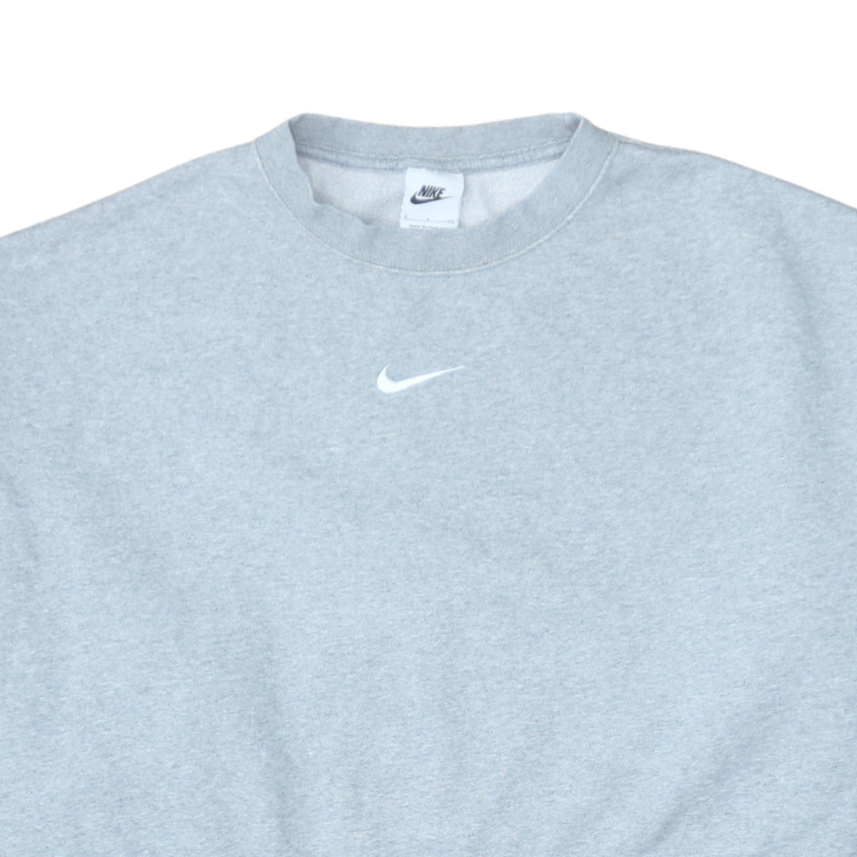 Nike Women Grey Small Crew Neck Pullover Sweatshirt Cotton Blend