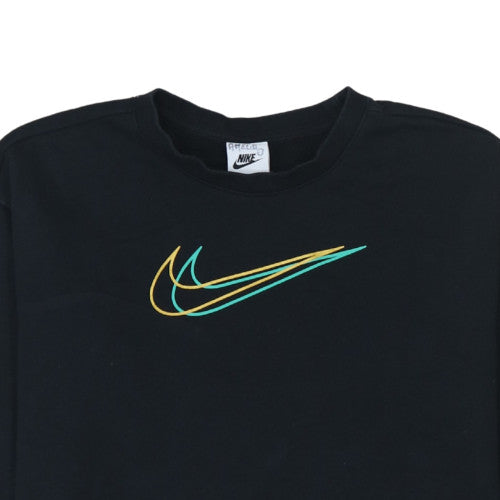 Nike Boys Black Pullover Sweatshirt L 146-156cm Crew Neck Logo Fleece