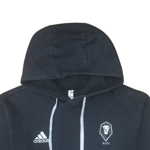 Adidas Mens Black Pullover Hoodie M Logo Fleece Sportswear