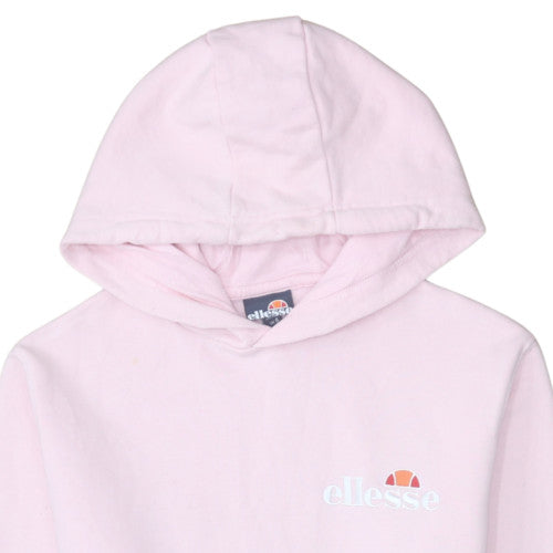 Ellesse Women Pink Pullover Hoodie UK 8 Cotton Blend Logo Casual