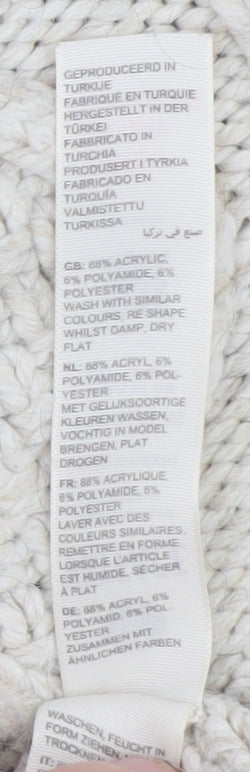 FatFace Women’s Beige Cable Knit Cape Jumper S High Neck Acrylic Blend