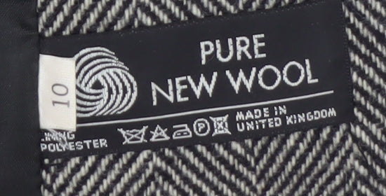 Planet Women’s Grey Wool Herringbone Mid-Length Coat Size 10