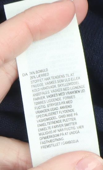 White Stuff Women’s Blue Cotton Linen Crew Neck Jumper UK 10
