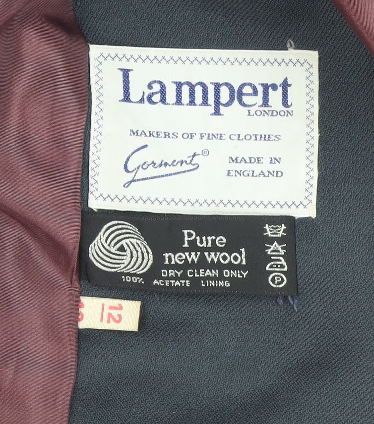 Lampert London Womens Black Wool Long Overcoat Size 12