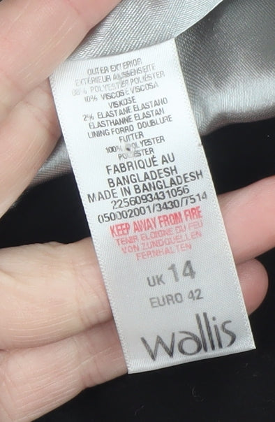 Wallis Womens Black Military Long Coat Size 14 Viscose Blend