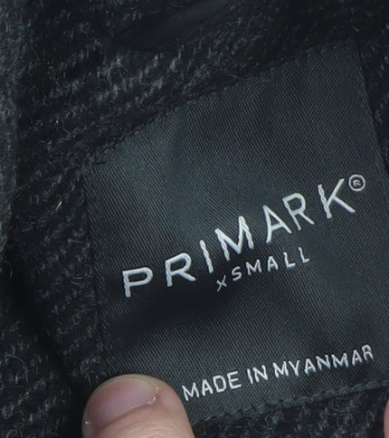 Primark Mens Grey Wool Blend Pea Coat XS Classic Winter Style