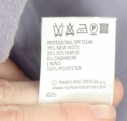 Marks & Spencer Women’s Purple Wool Blend Duffle Coat UK 16 Hooded Toggle Long
