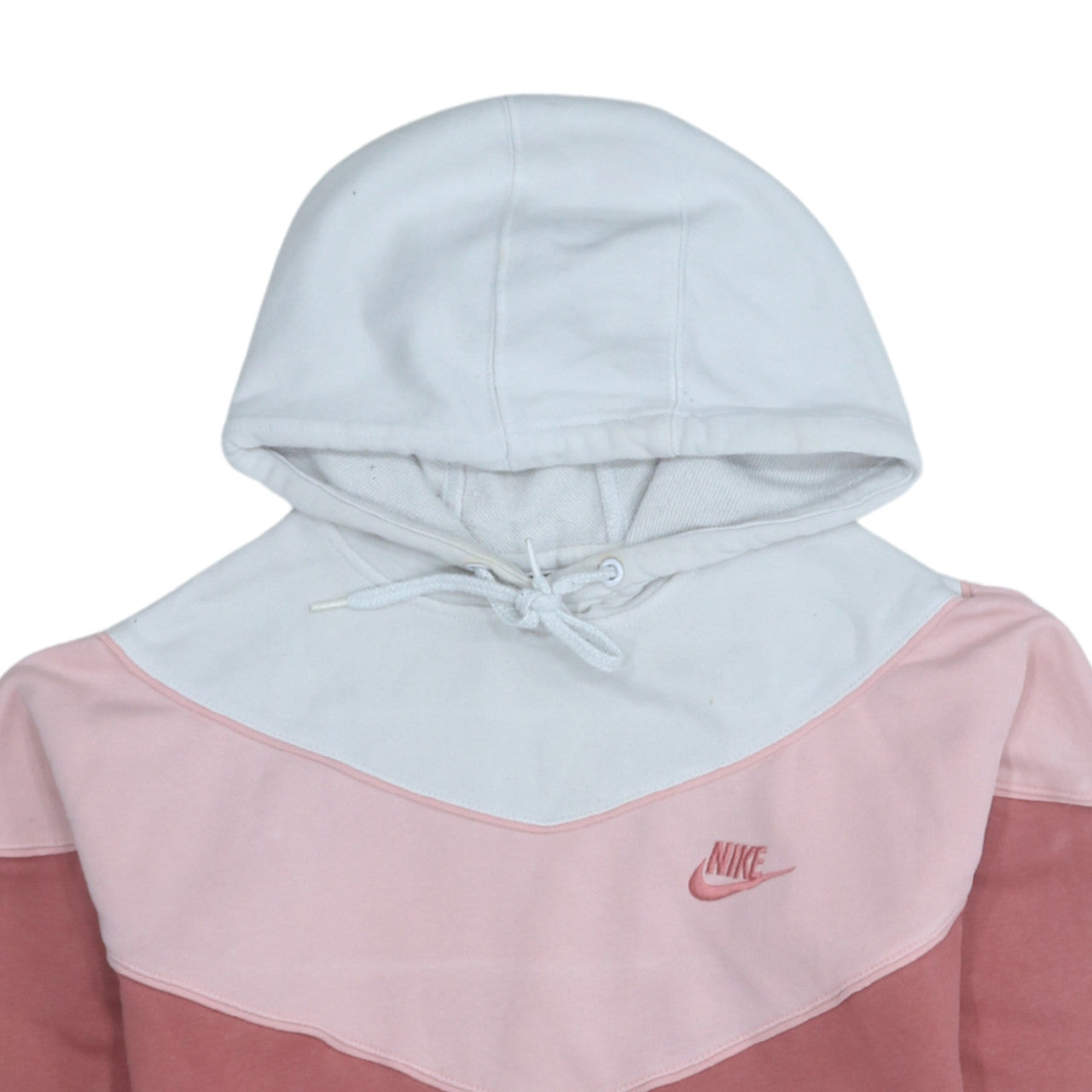 Nike Womens Pink Colourblock Pullover Hoodie XS Cotton Blend