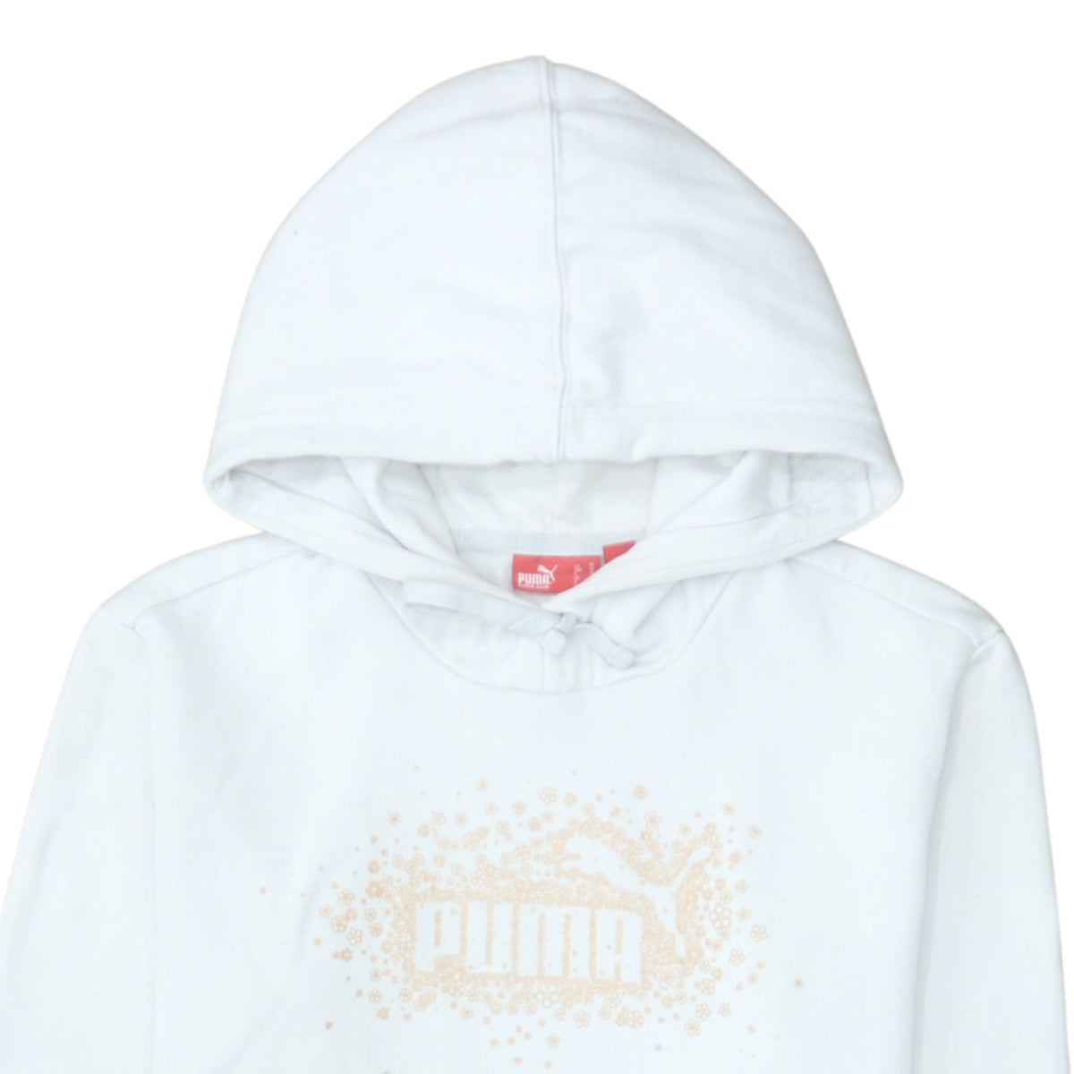 Puma Women White Pullover Hoodie Medium Cotton Blend Logo Design