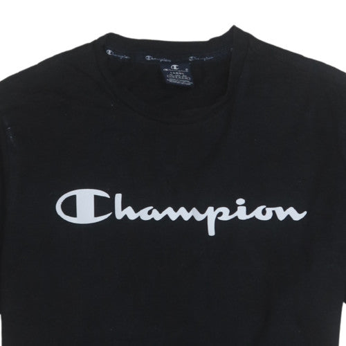 Champion Womens Black Large Basic Cotton Crew Neck T-Shirt