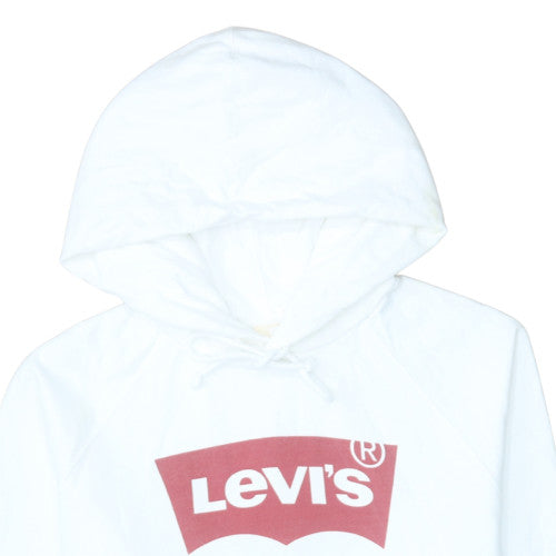 Levi's Men's White Pullover Hoodie M Logo Graphic Sweatshirt