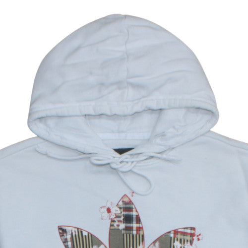 Adidas Women White Pullover Hoodie Size 8 Floral Logo Sweatshirt