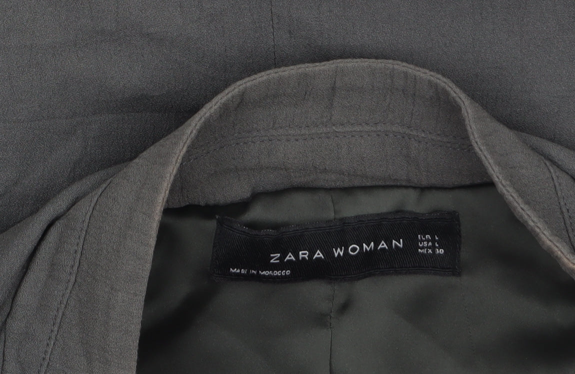 Zara Woman Grey Belted Blazer Jacket L UK 14 Women's Elegant Style