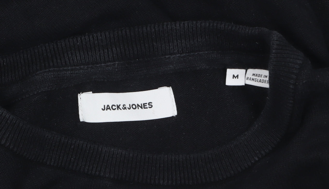 Jack & Jones Men's Black Cotton Crew Neck Pullover Jumper M