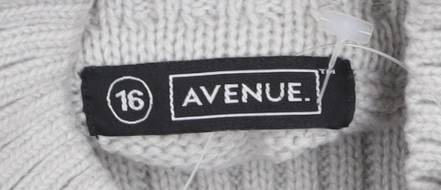 Avenue Women’s Grey Roll Neck Long Sleeve Tunic Jumper Size 16