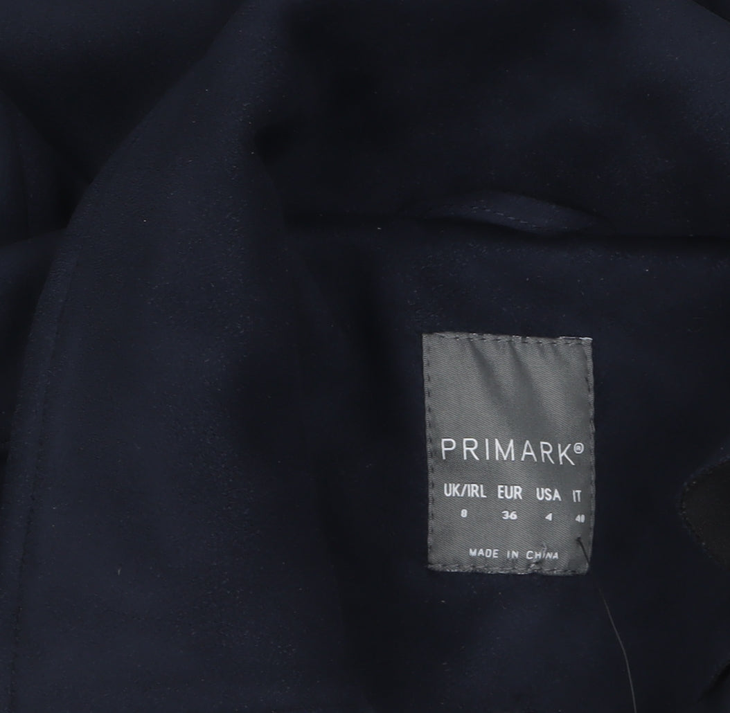 Primark Women's Blue Suede Look Button-Up Jacket Size 8