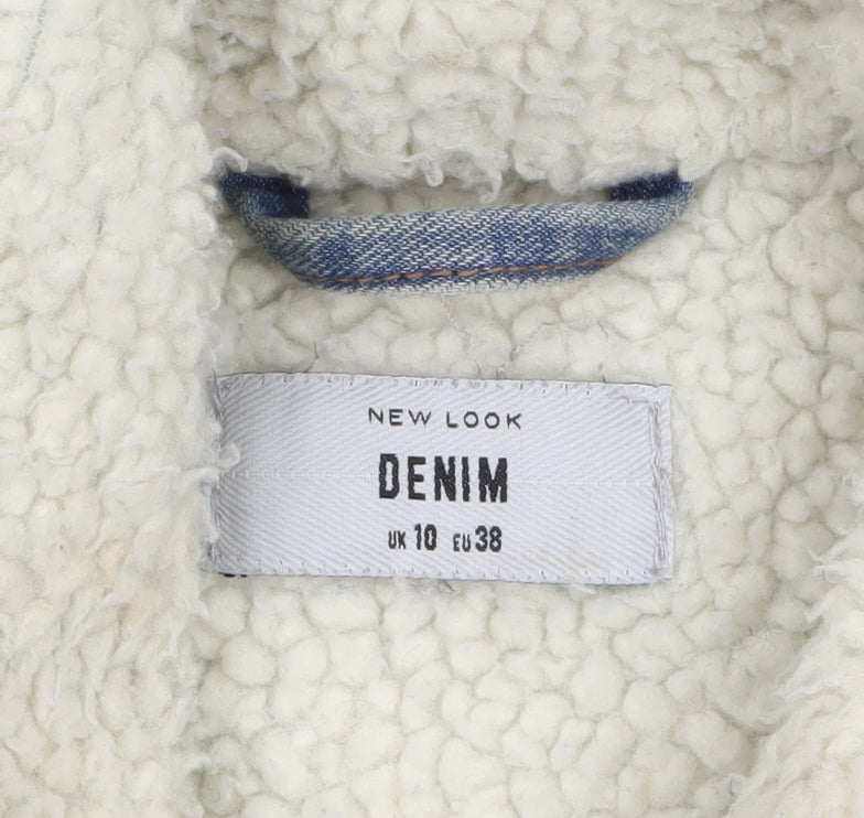 New Look Women Blue Sherpa Lined Denim Jacket Size 10