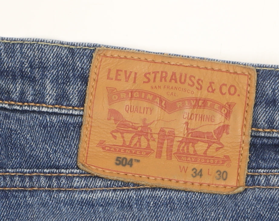 Levi's 504 Men's Blue Straight Leg Jeans W34 L30 Regular Fit