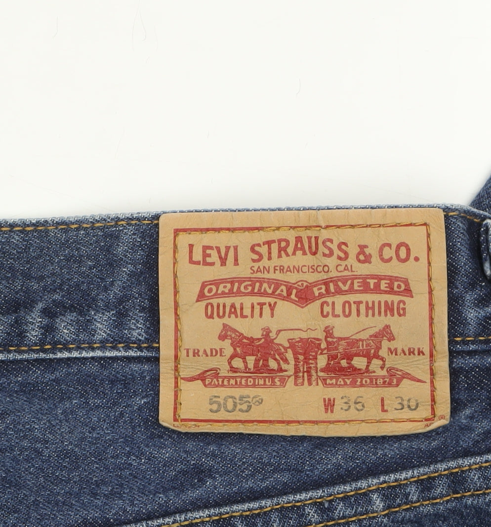Levi’s 505 Regular Fit Men Blue Denim Jeans W36 L30 Classic Style