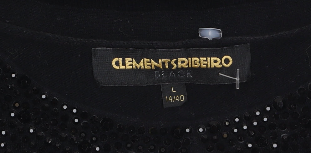 Clements Ribeiro Women’s Black Beaded Collar Jumper Size 14