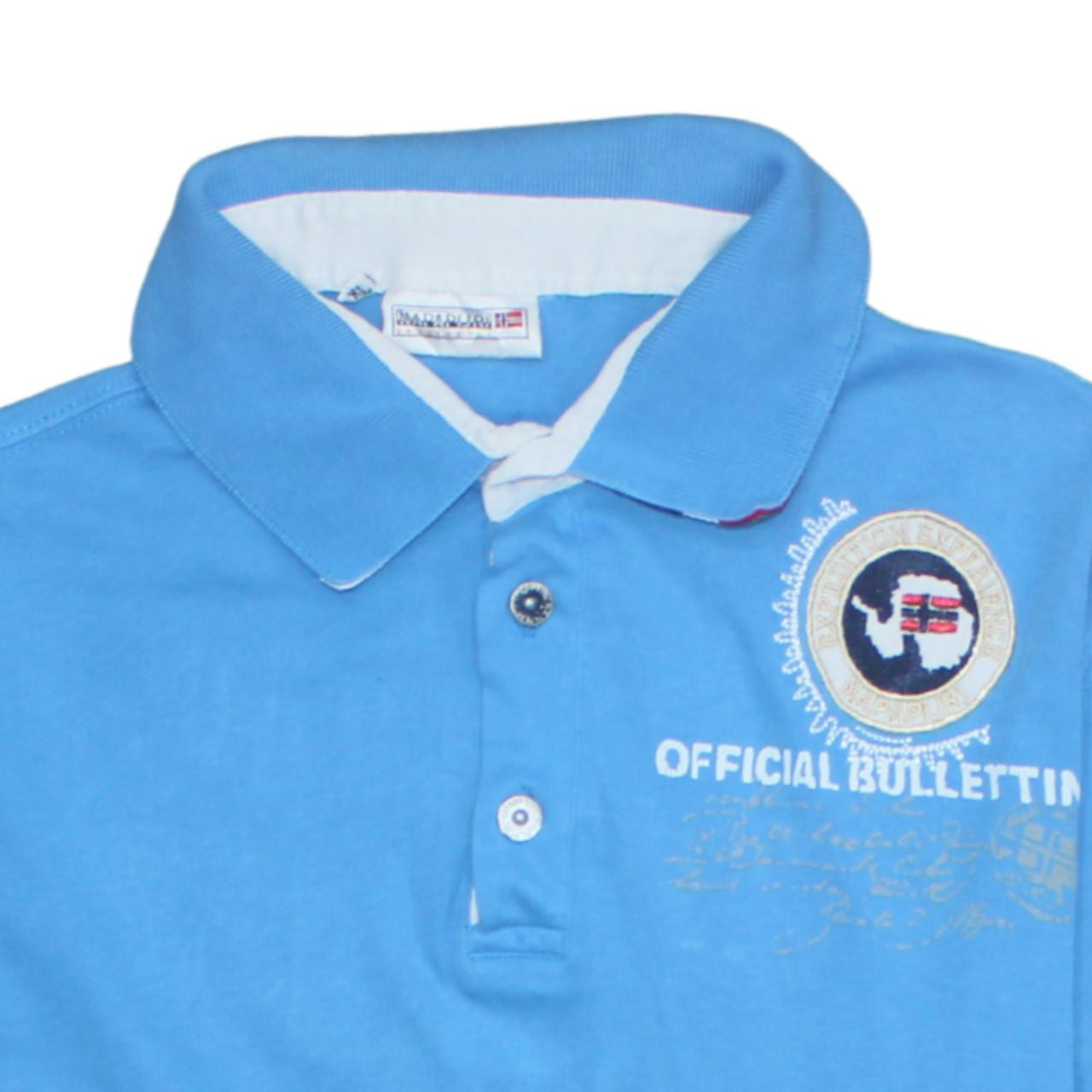 Napapijri Blue Men's XL Polo Shirt Embroidered Cotton Casual Sports