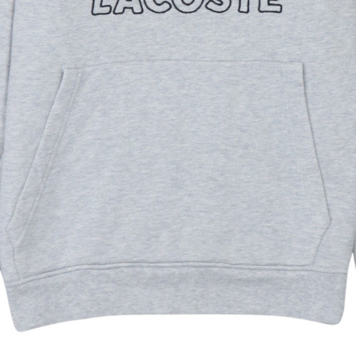 Lacoste Mens Grey Pullover Hoodie S Logo Fleece Sweatshirt