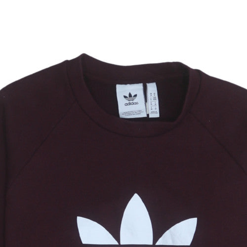 Adidas Men's Brown Crew Neck Pullover Sweatshirt M Logo Fleece