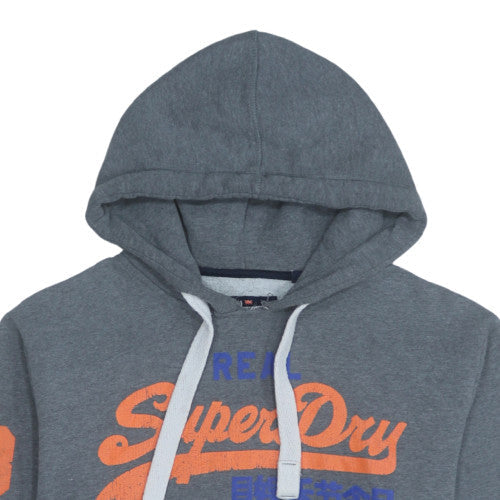 Superdry Men's Grey Pullover Hoodie Medium Regular Fit Logo Fleece