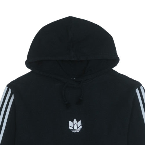 Adidas Womens Black Size 10 Pullover Hoodie with Logo and Stripes