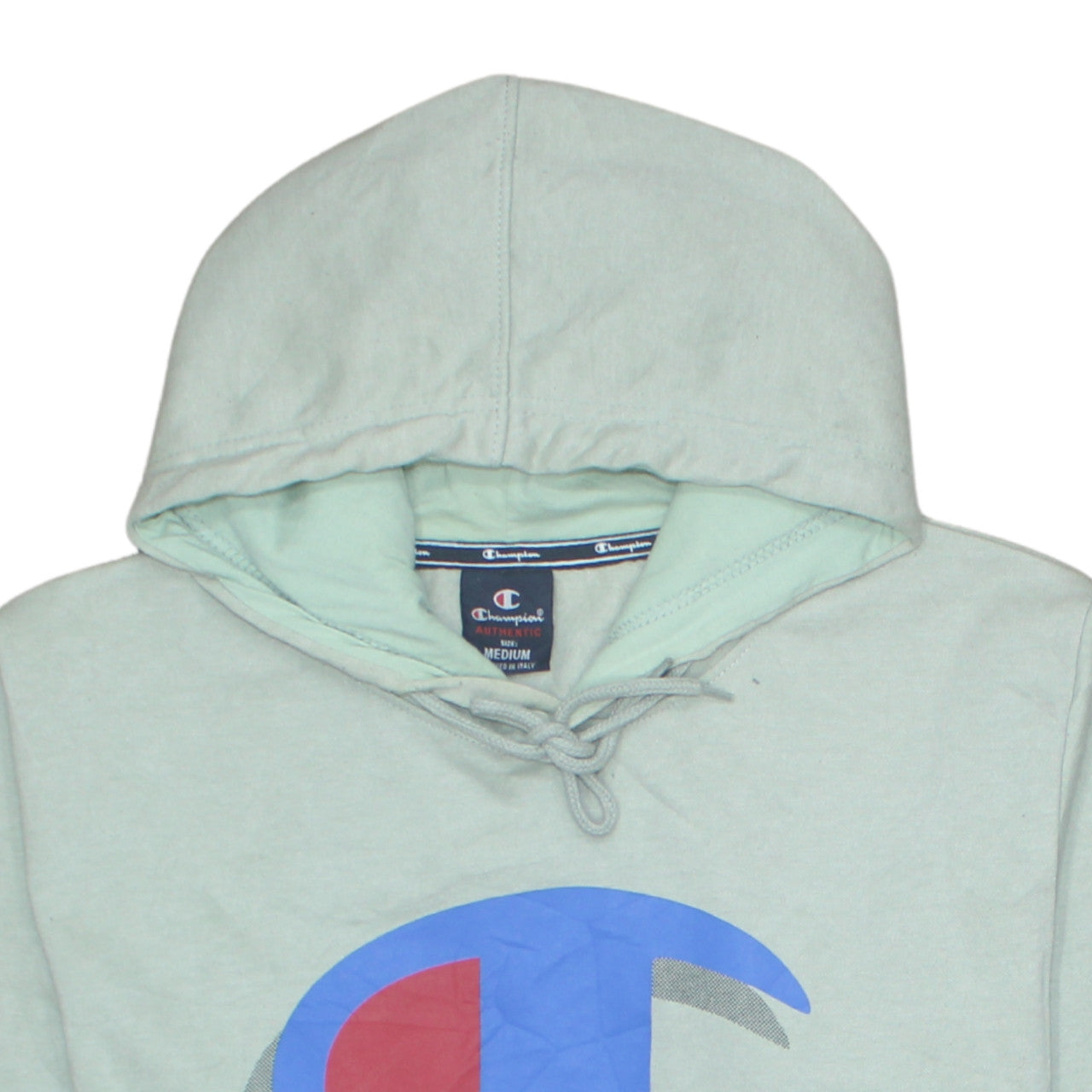 Champion Men's Green Pullover Hoodie Medium Logo Graphic Sweatshirt