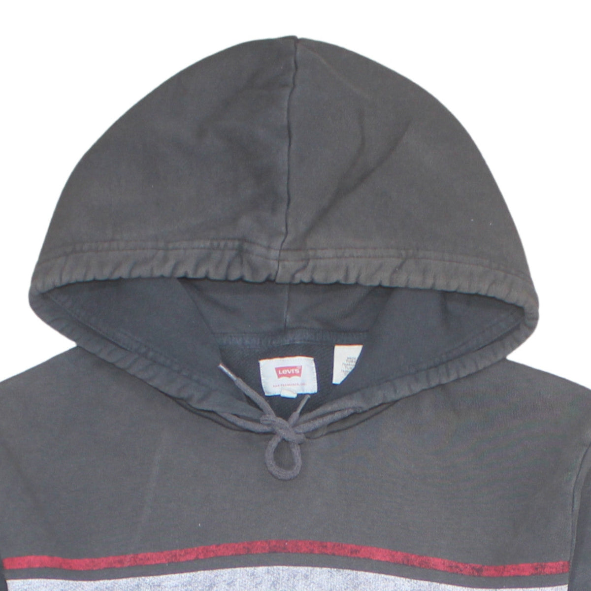 Levi's Men's Grey Pullover Hoodie M Logo Print Cotton Fleece
