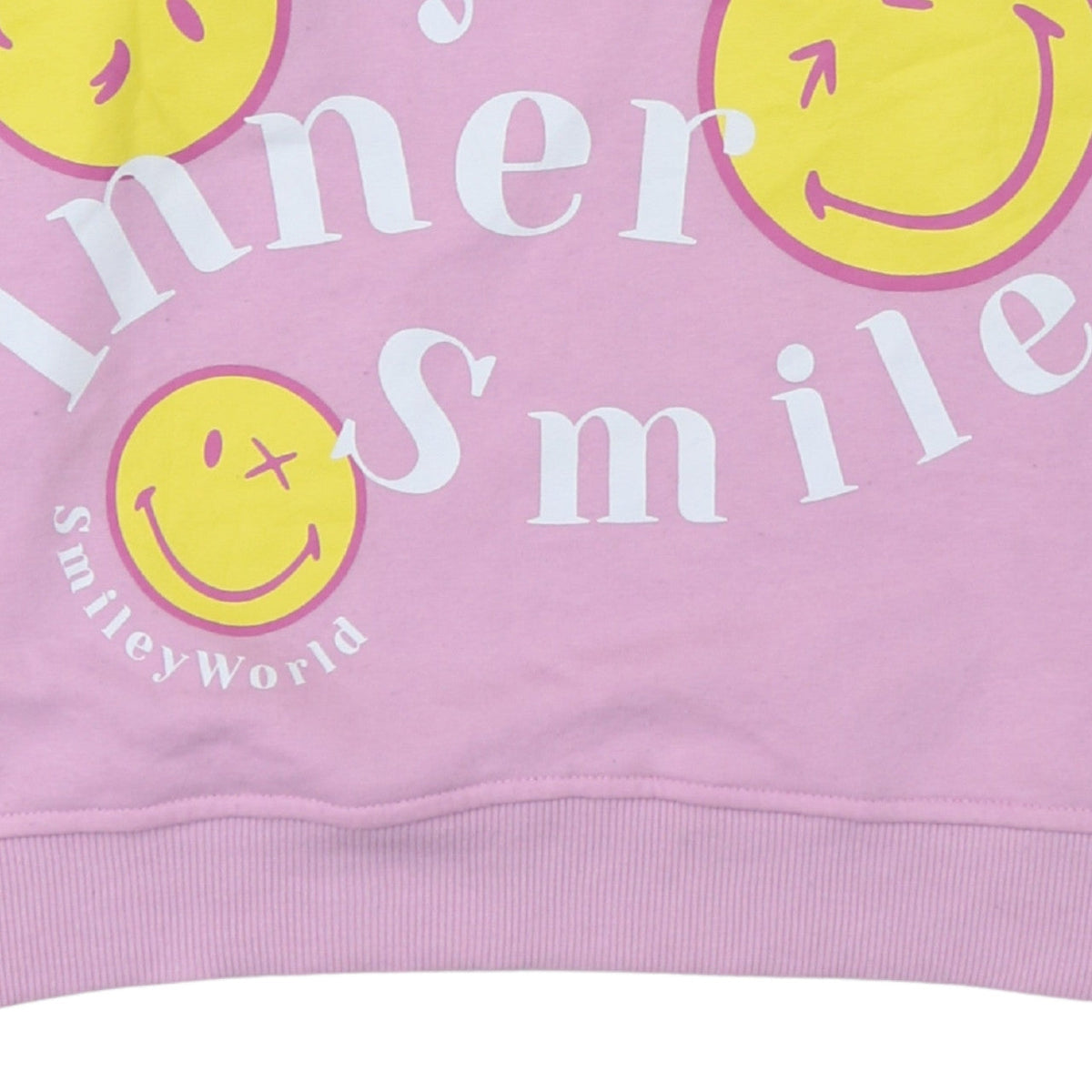 SmileyWorld Women Pink Graphic Print Pullover Sweatshirt Size S