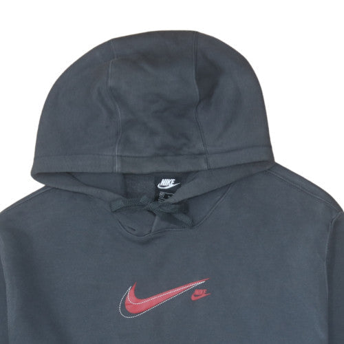 Nike Men's Black XL Pullover Hoodie with Red Logo Cotton Sweatshirt