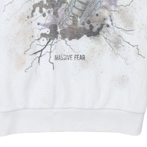 SMOG Men's White Graphic Snake Pullover Hoodie Size S Regular Fit