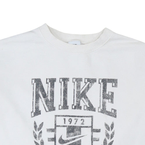 Nike Men's White Pullover Sweatshirt S Crew Neck Graphic Retro