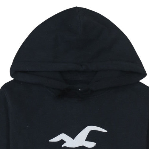Hollister Womens Black Small Pullover Hoodie With Logo Print