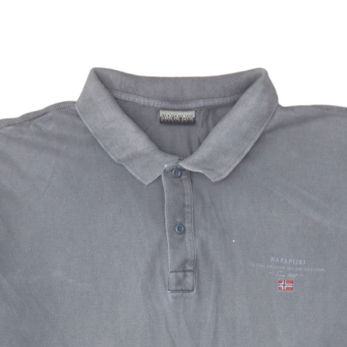 Napapijri Men's Grey Cotton Polo Shirt Size M Regular Fit