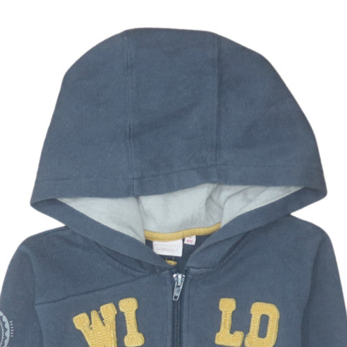 Influx Boys Blue Full Zip Hoodie 4 Years Cotton Blend Casual Sweatshirt