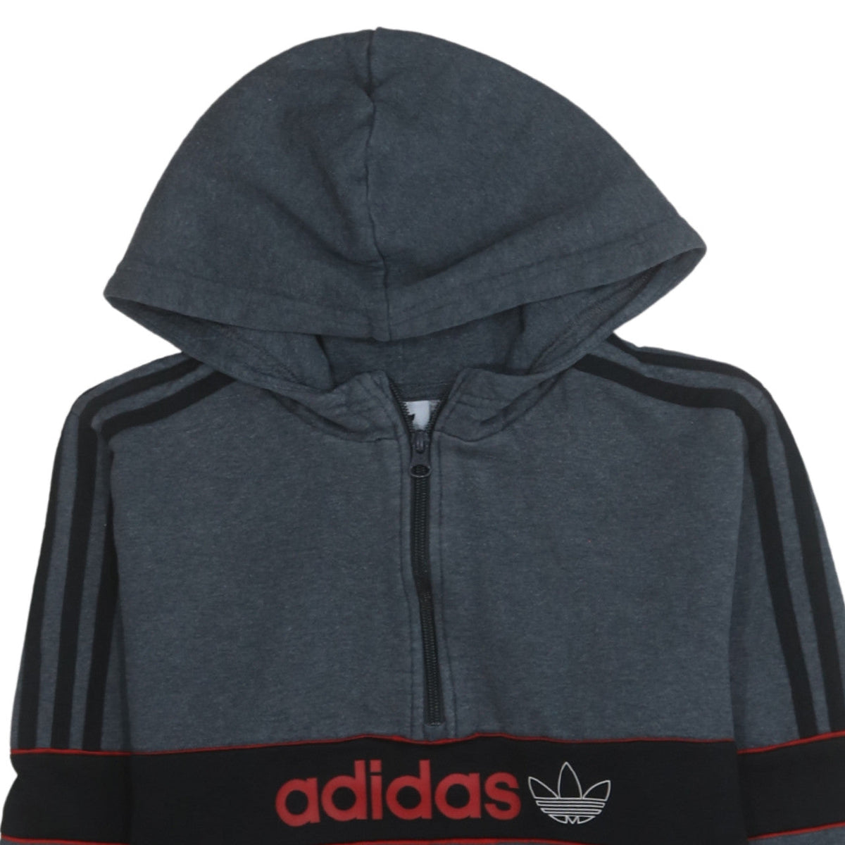 adidas Boys Grey 1/4 Zip Pullover Hoodie XL 15-16 Years Sports Fleece