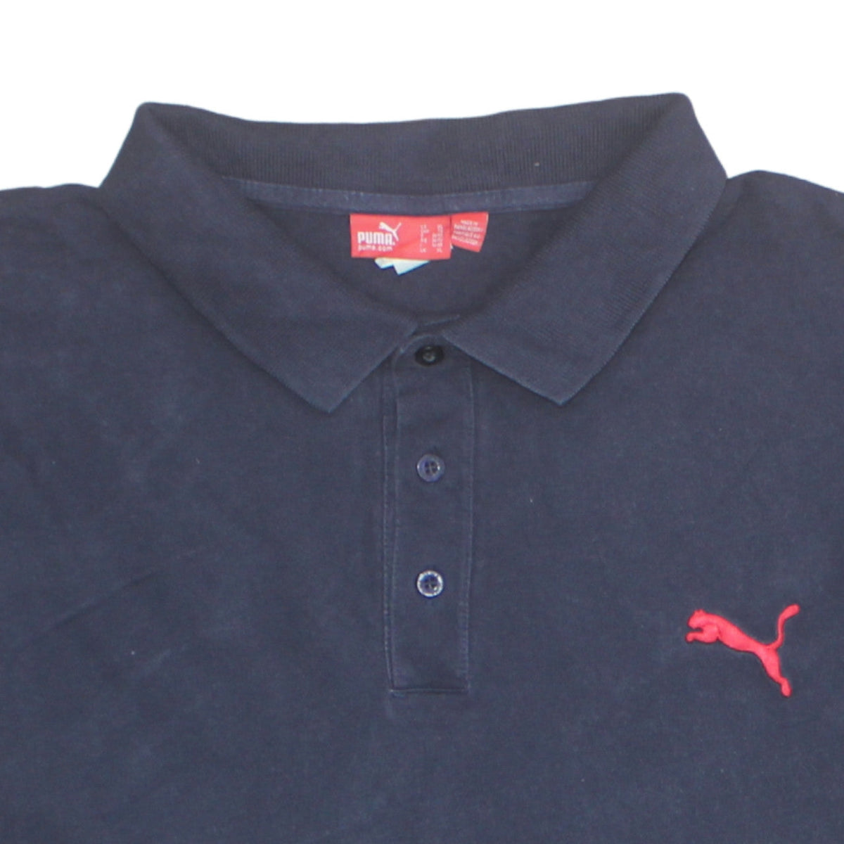 Puma Men's Blue XL Cotton Polo Shirt with Red Logo